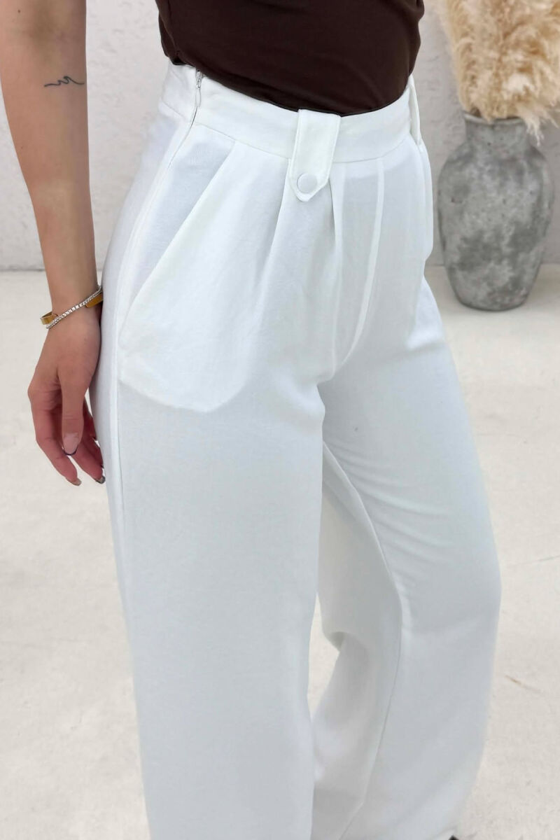 ONE COLOR WIDE LEG WOMAN TROUSERS WHITE-E BARDHE - 4