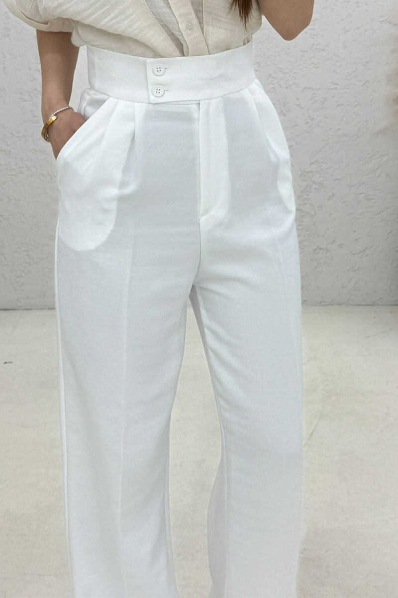 ONE COLOR WIDE LEG WOMAN TROUSERS WHITE-E BARDHE - 3