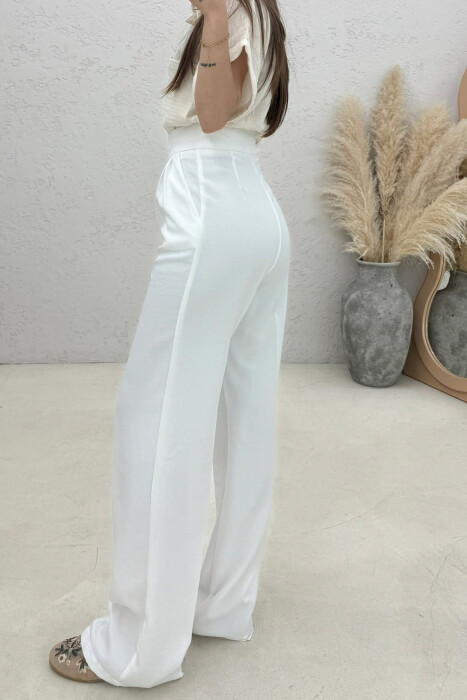 ONE COLOR WIDE LEG WOMAN TROUSERS WHITE-E BARDHE - 4