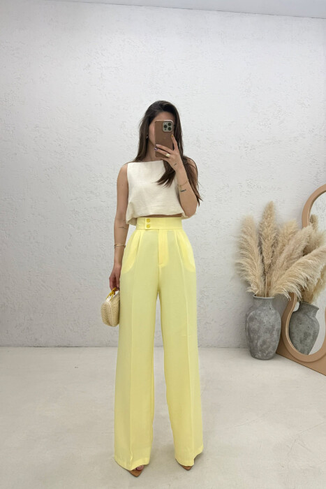 ONE COLOR WIDE LEG WOMAN TROUSERS YELLOW/E VERDHE 