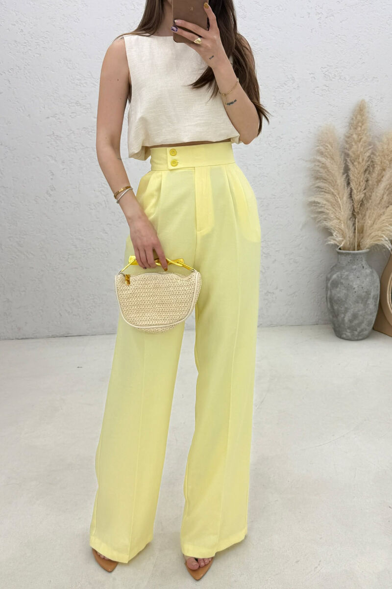 ONE COLOR WIDE LEG WOMAN TROUSERS YELLOW/E VERDHE - 2