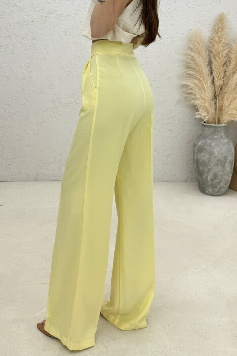 ONE COLOR WIDE LEG WOMAN TROUSERS YELLOW/E VERDHE - 3