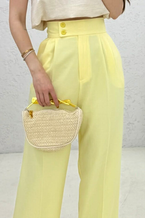 ONE COLOR WIDE LEG WOMAN TROUSERS YELLOW/E VERDHE - 4
