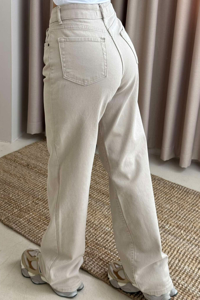 ONE COLOR WIDE LEG WOMEN JEANS BEIGE/BEZHE - 7