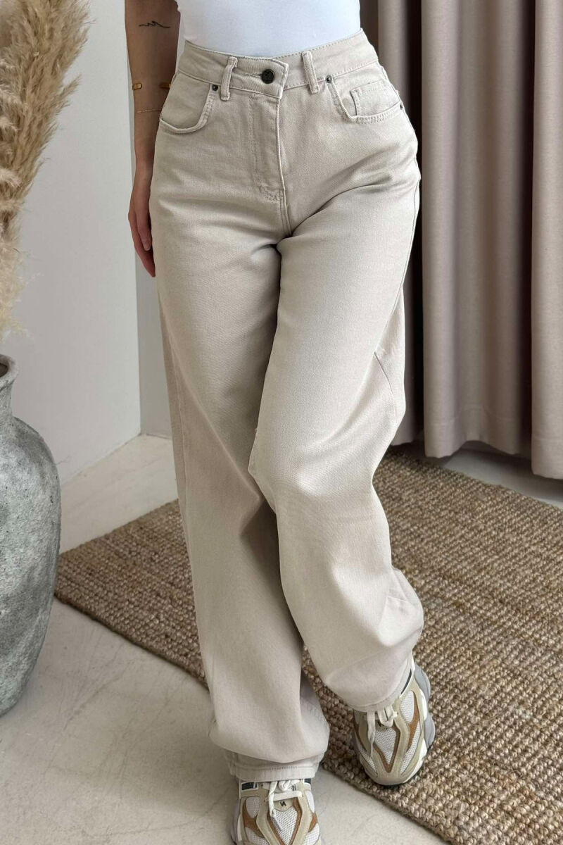 ONE COLOR WIDE LEG WOMEN JEANS BEIGE/BEZHE - 9