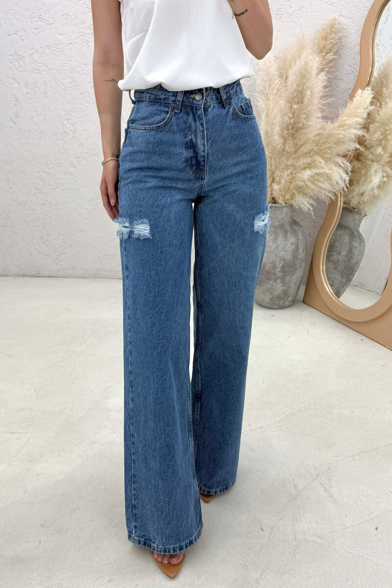 ONE COLOR WIDE LEG WOMEN JEANS BLUE/BLU - 4
