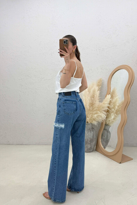 ONE COLOR WIDE LEG WOMEN JEANS BLUE/BLU - 5