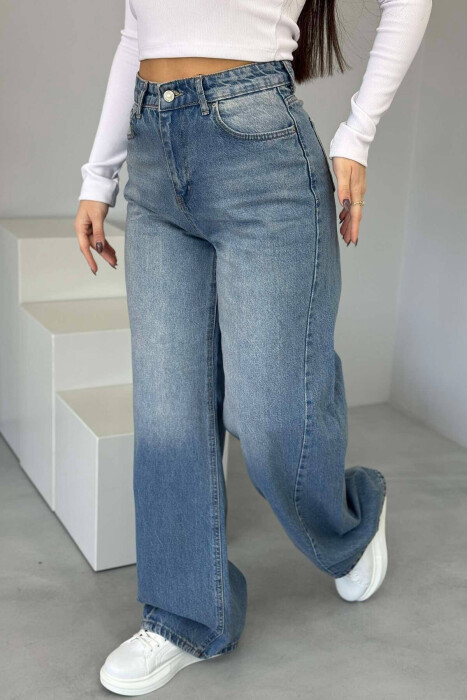 XHINSE TË GJERA NJË NGJYRËSHE PËR FEMRA NË NGJYRËN BLU TË ZBARDHUR - KLAUDIO FASHION