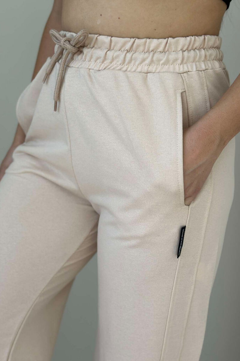 ONE COLOR WIDE LEG WOMEN SWEATPANTS BEIGE/BEZHE - 4