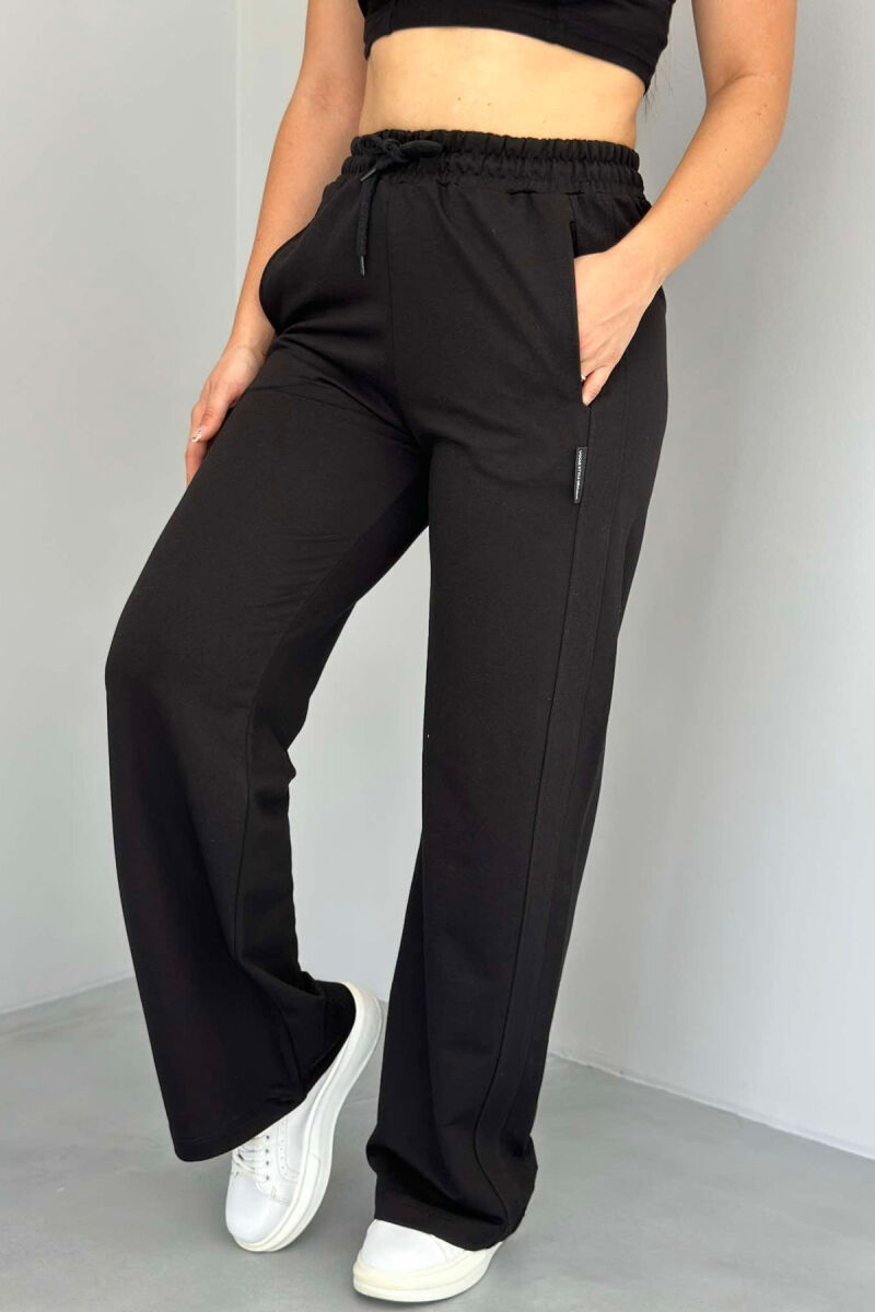 ONE COLOR WIDE LEG WOMEN SWEATPANTS BLACK/ E ZEZE - 3