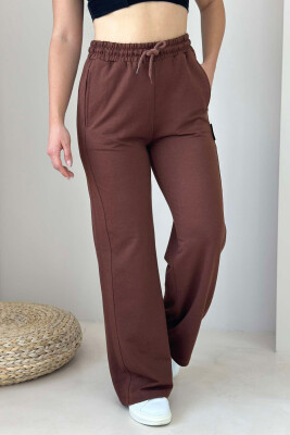 ONE COLOR WIDE LEG WOMEN SWEATPANTS BROWN/KAFE 