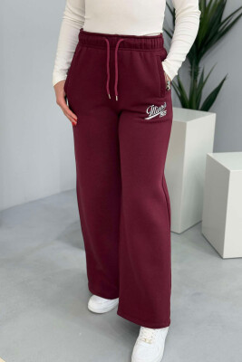 ONE COLOR WIDE LEG WOMEN SWEATPANTS BURGUNDY/VISHNJE 