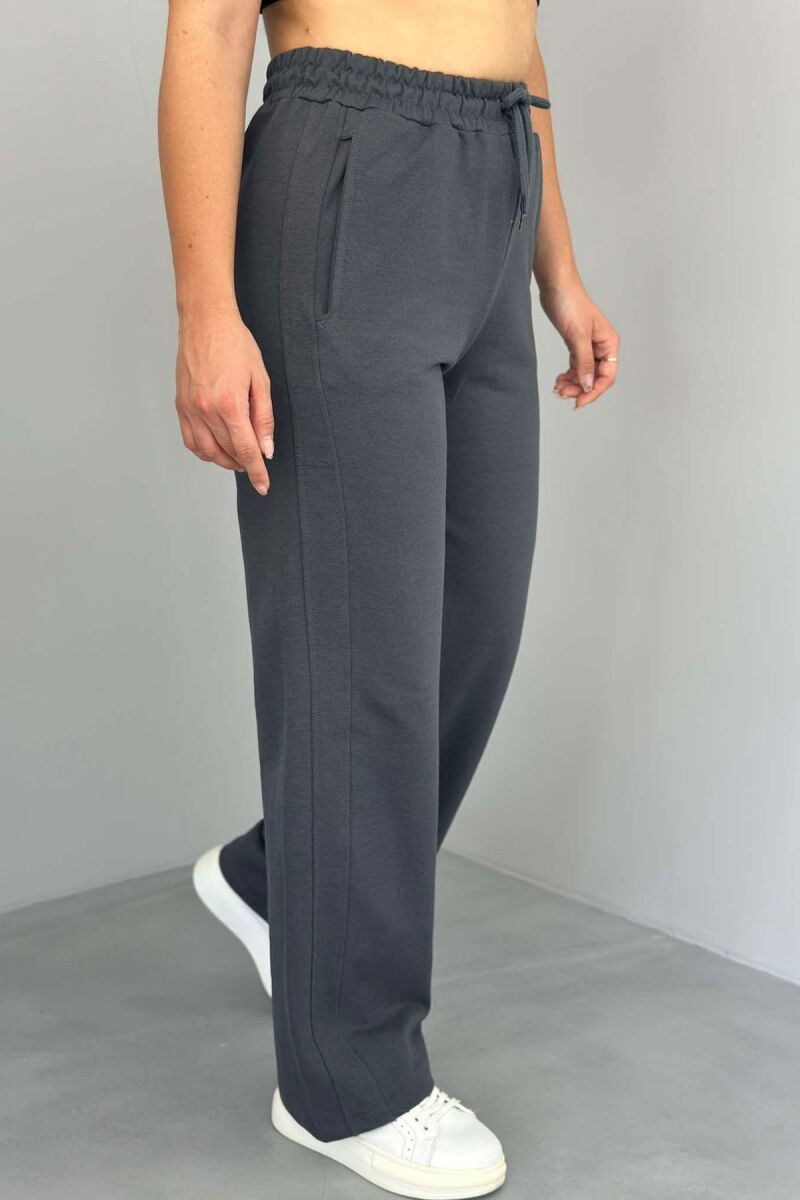 ONE COLOR WIDE LEG WOMEN SWEATPANTS DARK GREY/GEE - 1