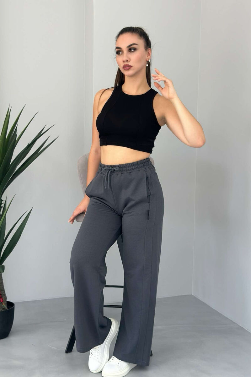 ONE COLOR WIDE LEG WOMEN SWEATPANTS DARK GREY/GEE - 2