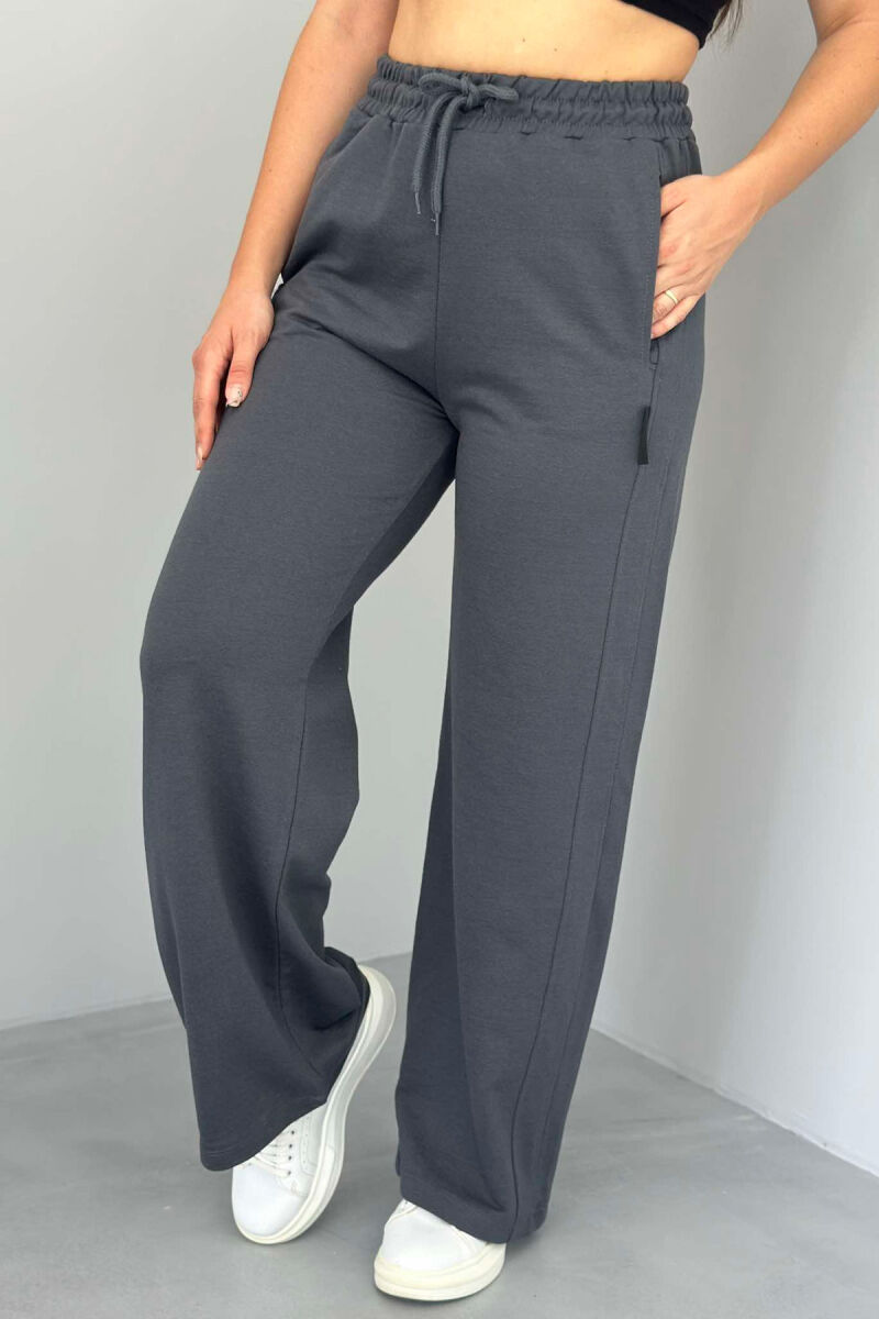 ONE COLOR WIDE LEG WOMEN SWEATPANTS DARK GREY/GEE - 3