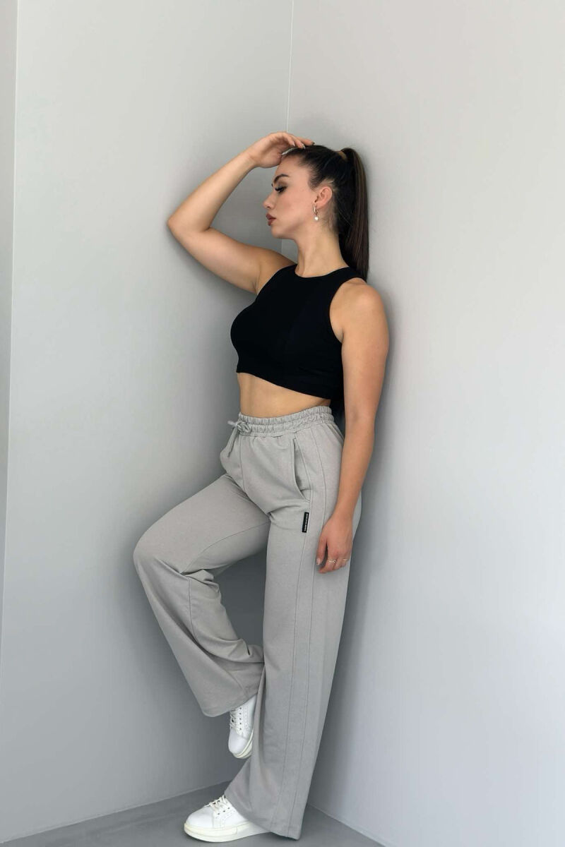 ONE COLOR WIDE LEG WOMEN SWEATPANTS GREY/GRI - 2