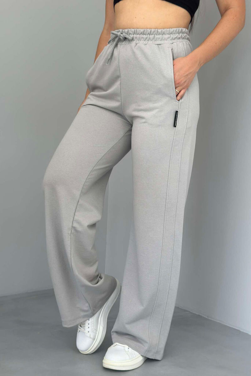 ONE COLOR WIDE LEG WOMEN SWEATPANTS GREY/GRI - 3