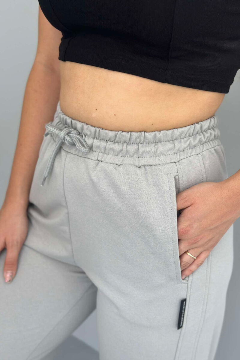 ONE COLOR WIDE LEG WOMEN SWEATPANTS GREY/GRI - 4