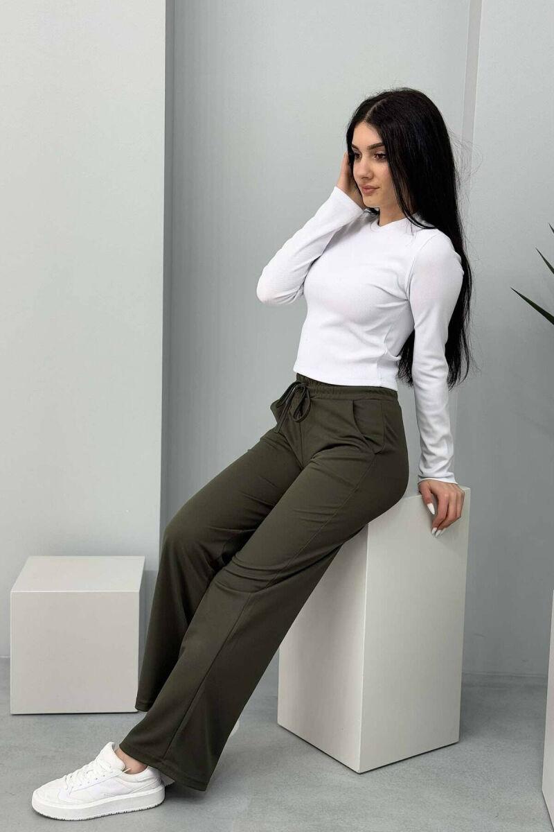 ONE COLOR WIDE LEG WOMEN SWEATPANTS IN GREEN COLOR - 4