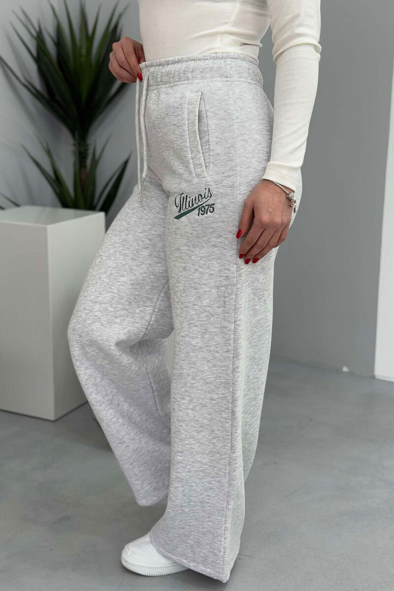 ONE COLOR WIDE LEG WOMEN SWEATPANTS LIGHT GREY/GZ - 2