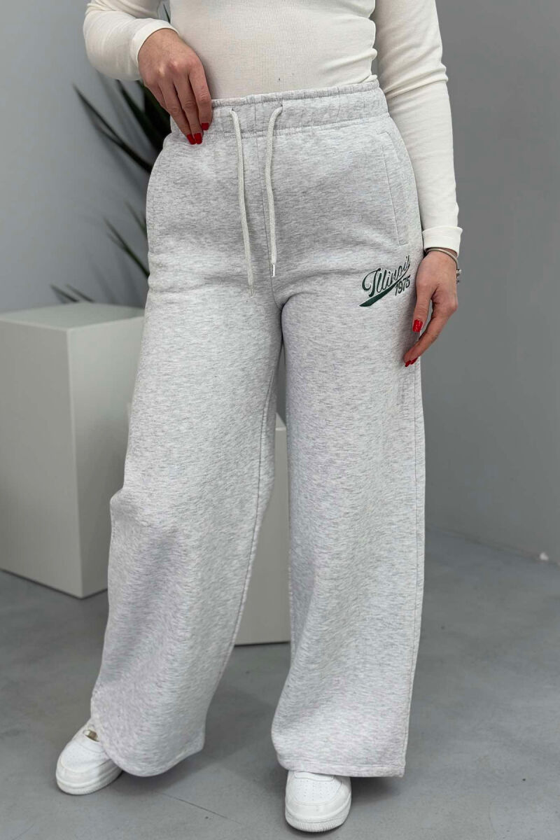 ONE COLOR WIDE LEG WOMEN SWEATPANTS LIGHT GREY/GZ - 3