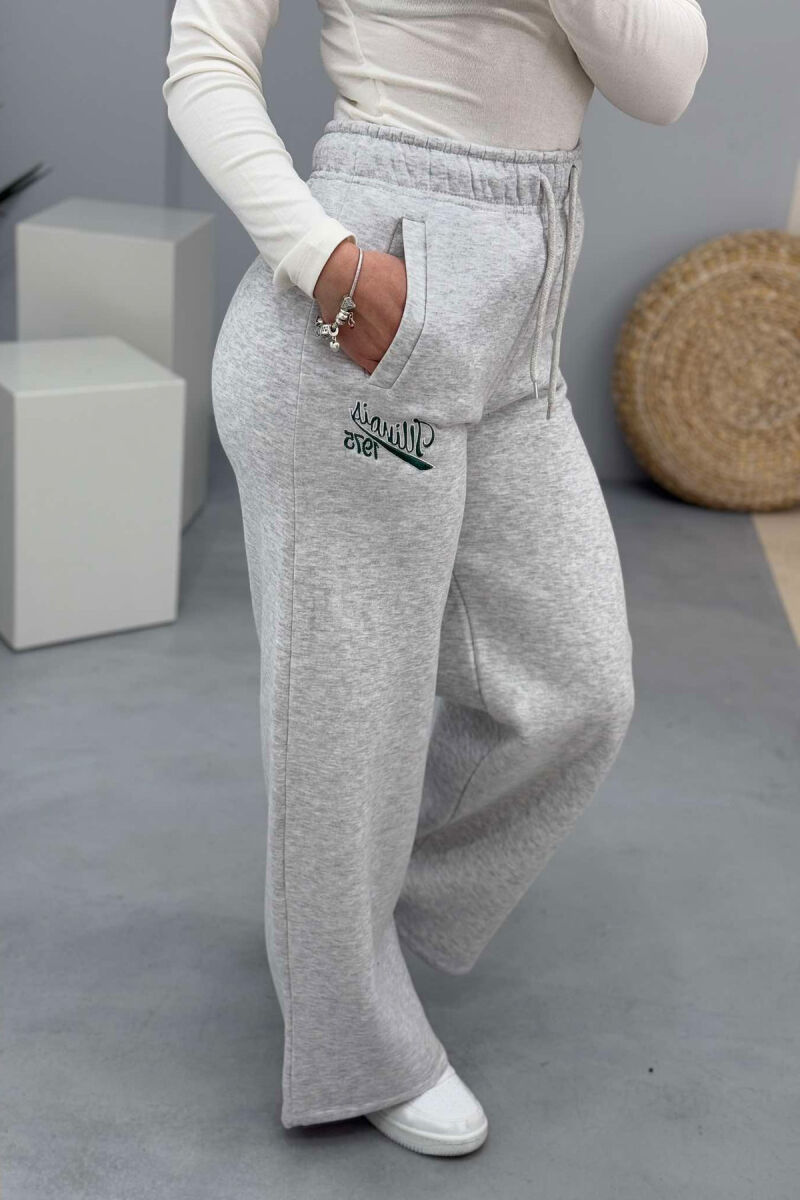 ONE COLOR WIDE LEG WOMEN SWEATPANTS LIGHT GREY/GZ - 4