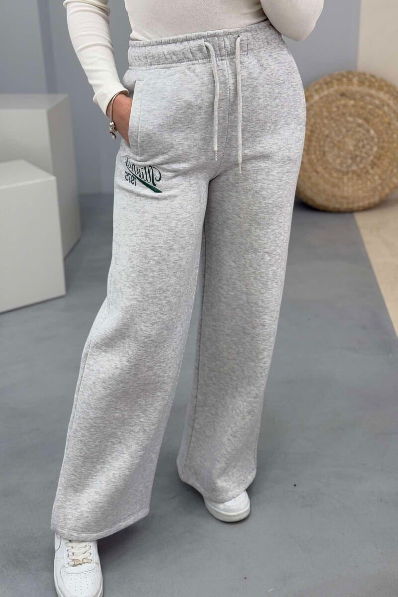 ONE COLOR WIDE LEG WOMEN SWEATPANTS LIGHT GREY/GZ - 7