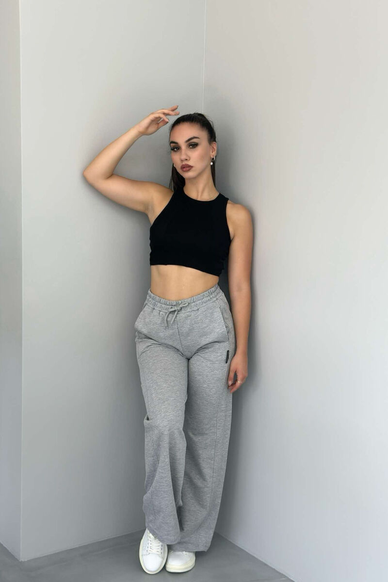 ONE COLOR WIDE LEG WOMEN SWEATPANTS LIGHT GREY/GZ - 2