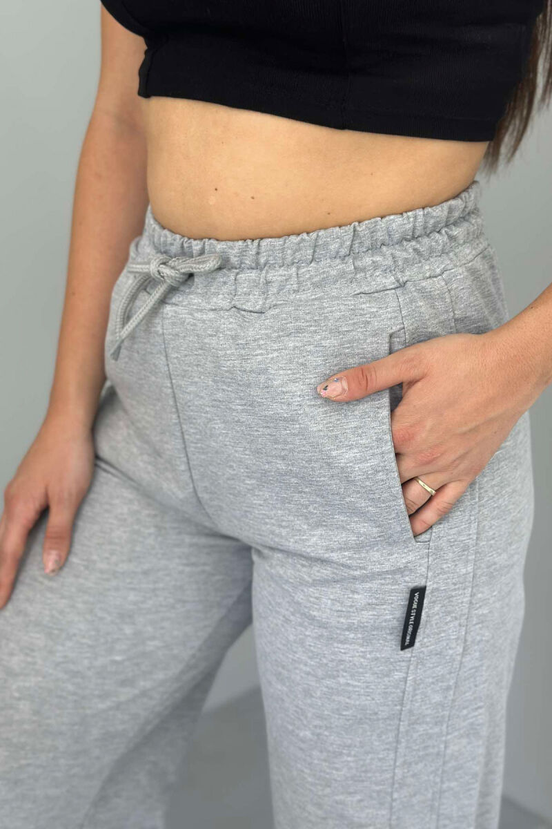 ONE COLOR WIDE LEG WOMEN SWEATPANTS LIGHT GREY/GZ - 4