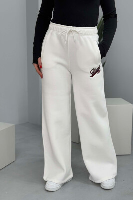 ONE COLOR WIDE LEG WOMEN SWEATPANTS WHITE-E BARDHE 