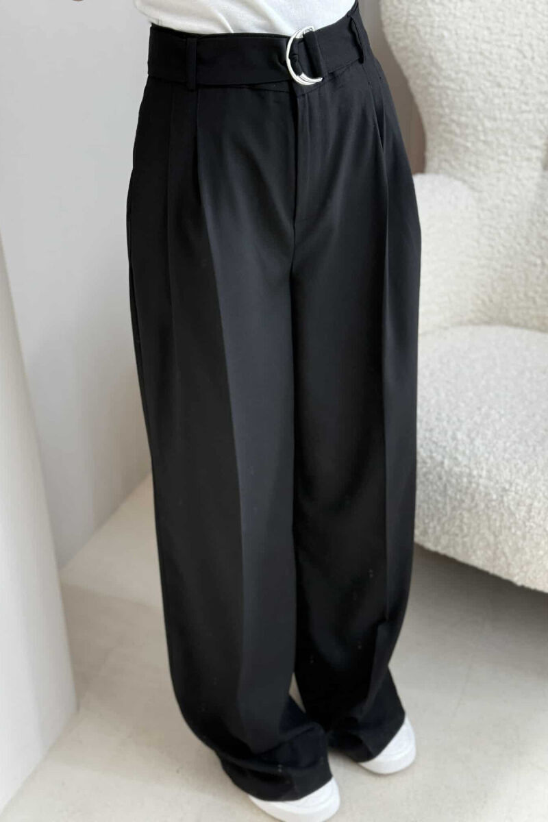 ONE COLOR WIDE LEG WOMEN TROUSERS BLACK/ E ZEZE - 2