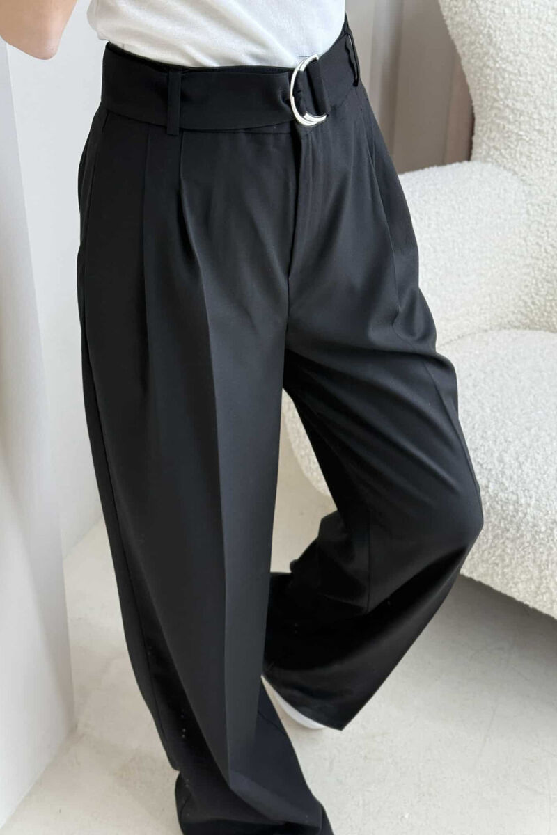 ONE COLOR WIDE LEG WOMEN TROUSERS BLACK/ E ZEZE - 3