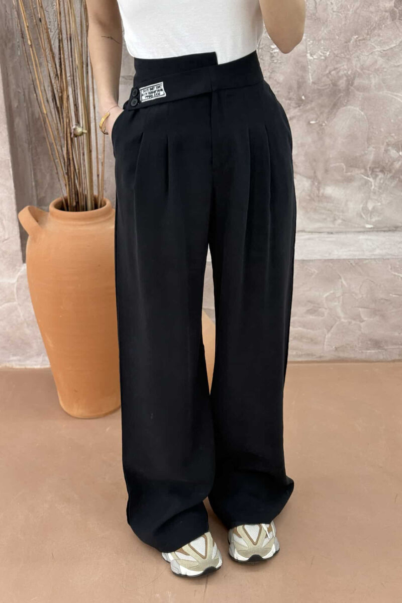 ONE COLOR WIDE LEG WOMEN TROUSERS BLACK/ E ZEZE - 3