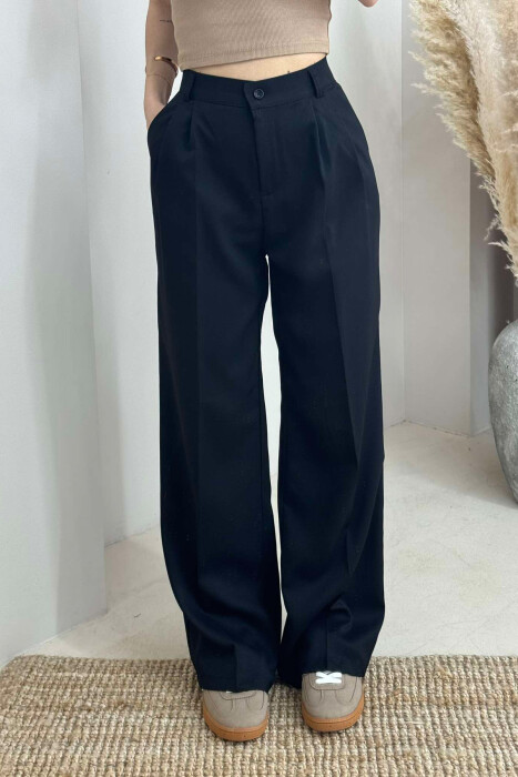 ONE COLOR WIDE LEG WOMEN TROUSERS BLACK/ E ZEZE - 2
