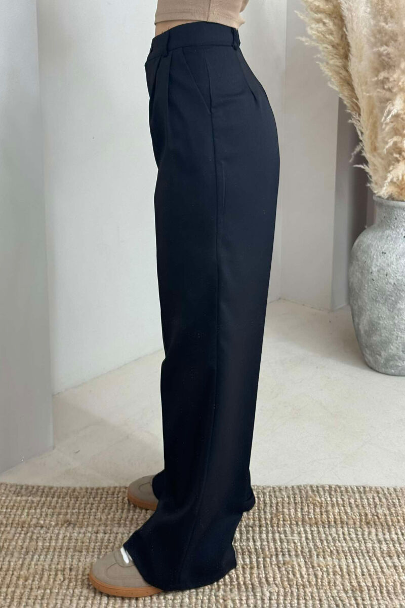 ONE COLOR WIDE LEG WOMEN TROUSERS BLACK/ E ZEZE - 3