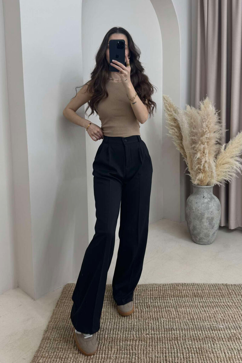 ONE COLOR WIDE LEG WOMEN TROUSERS BLACK/ E ZEZE - 4