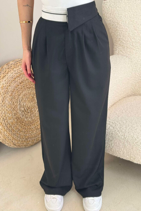 ONE COLOR WIDE LEG WOMEN TROUSERS BLACK/ E ZEZE - 3