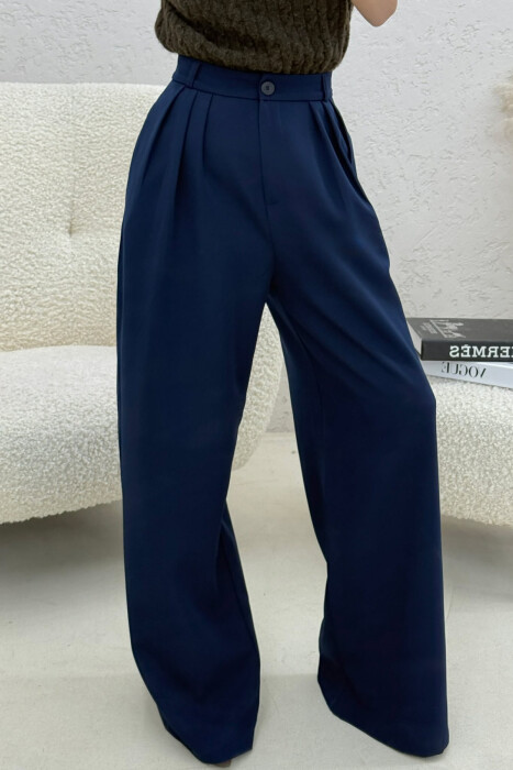 ONE COLOR WIDE LEG WOMEN TROUSERS BLUE/BLU - 2