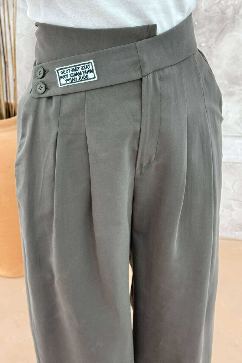 ONE COLOR WIDE LEG WOMEN TROUSERS LIGHT BROWN/KAZB - 4