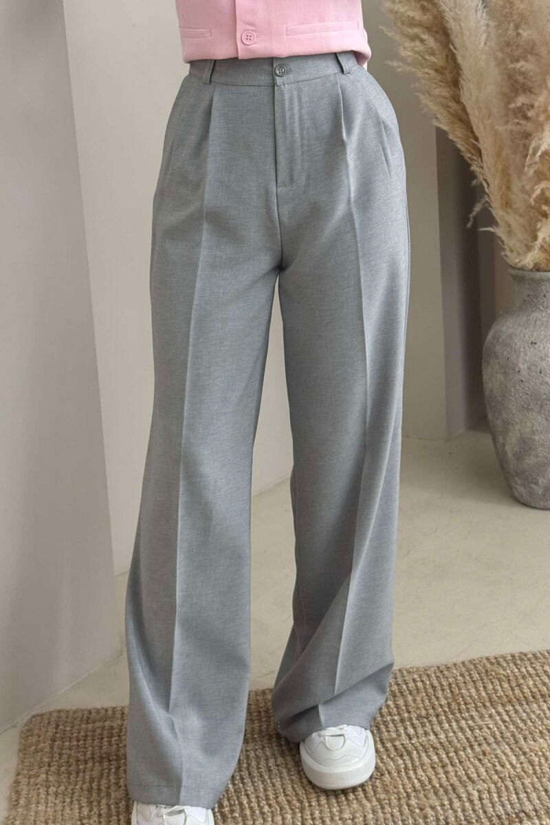 ONE COLOR WIDE LEG WOMEN TROUSERS LIGHT GREY/GZ - 2