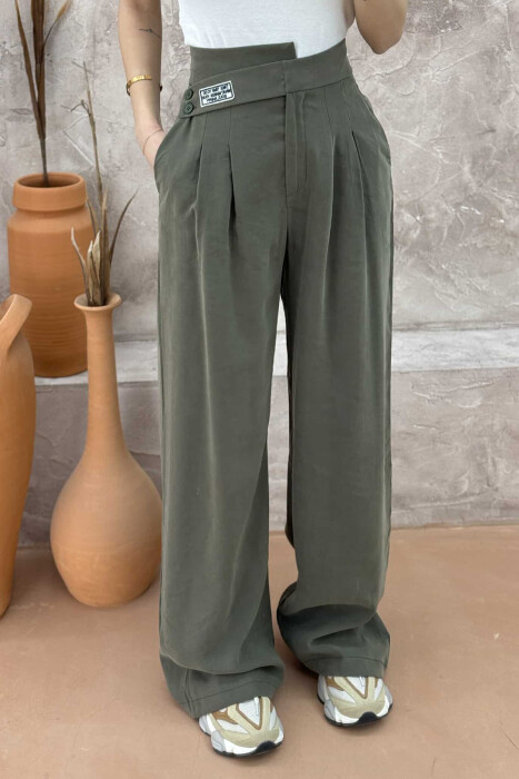 ONE COLOR WIDE LEG WOMEN TROUSERS OLIVE/ULLI - 2