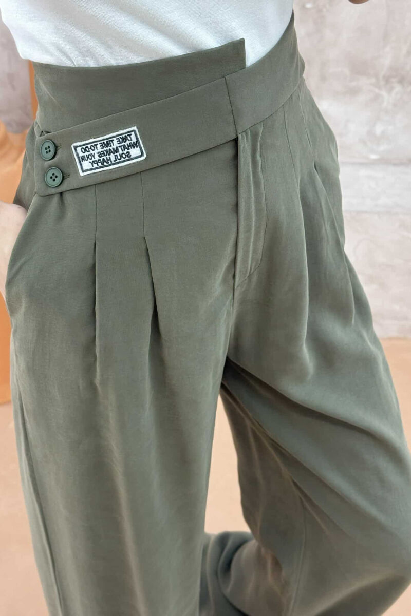 ONE COLOR WIDE LEG WOMEN TROUSERS OLIVE/ULLI - 3