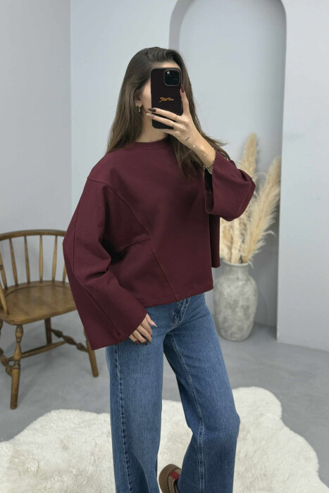 BLUZE NJE NGJYRESHE ME JAKE TE RRUMBULLAKET TE GJERE PER FEMRA NE NGJYRE VISHNJE - KLAUDIO FASHION