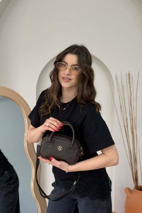 ONE COLOR WOMAN BAG DARK BROWN/KAE - 5