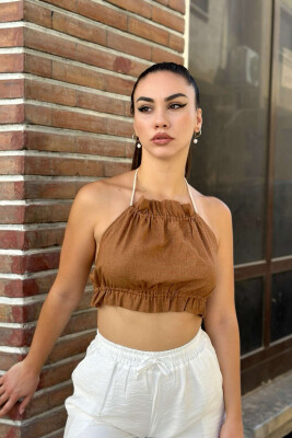 ONE COLOR WOMAN CROP BROWN/KAFE - KLAUDIO FASHION