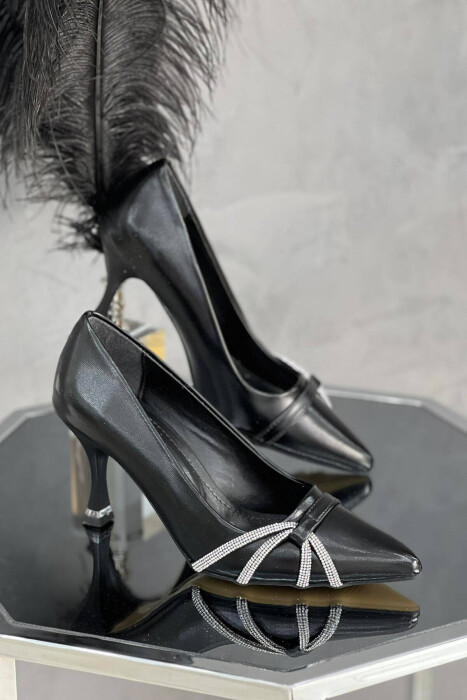 ONE COLOR WOMAN HEELS BLACK-WHITE/ZB - KLAUDIO FASHION