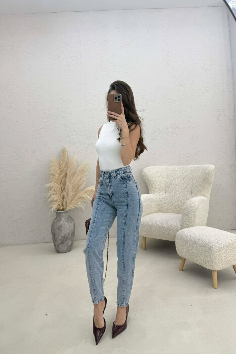 ONE COLOR WOMAN JEANS LIGHTBLUE/BZ - KLAUDIO FASHION