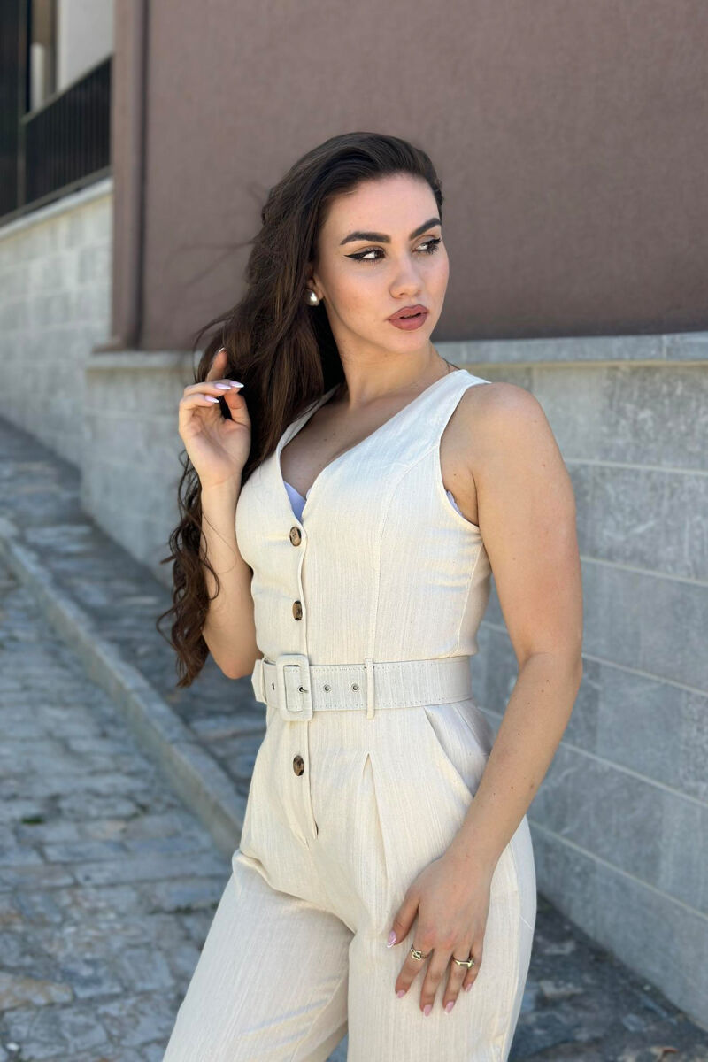 ONE COLOR WOMAN JUMPSUIT CREAM/KREM - 3