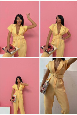 ONE COLOR WOMAN JUMPSUIT YELLOW/E VERDHE 