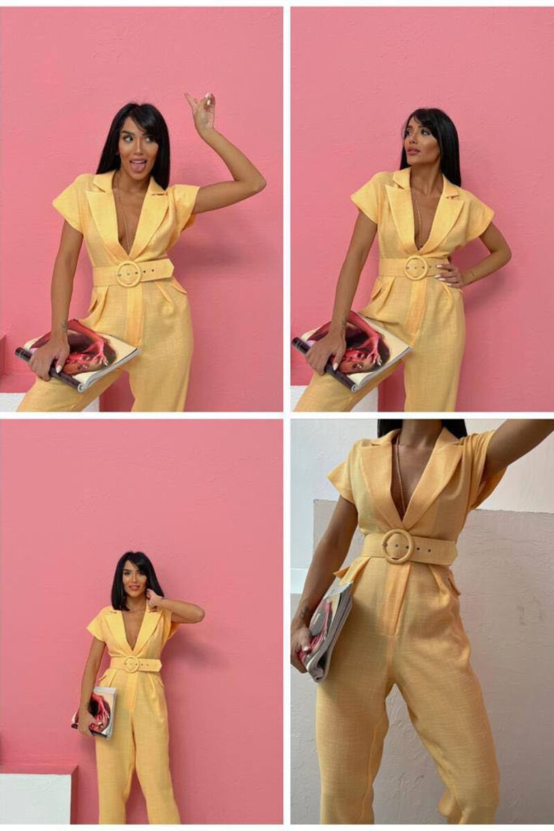 ONE COLOR WOMAN JUMPSUIT YELLOW/E VERDHE - 1